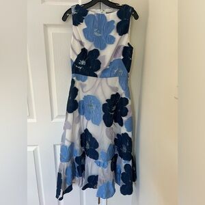 LELA ROSE Floral Fil Coupé Midi Dress